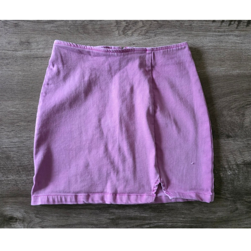 Wild Fable Pink Mini Denim Skirt Front Side Slit Orchid Size 00